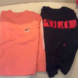 Polo by Ralph Lauren Kids Long Sleeve Shirts - Red and Black